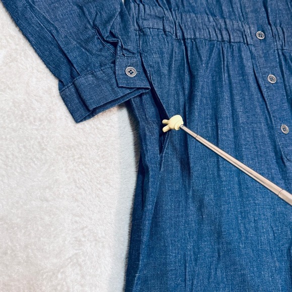 Jumpsuit Women Denim Utility Button Front Comfort Cinch Waist Sz 12 Wide Leg NWT - Picture 12 of 16